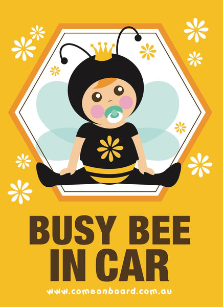 Busy Bee in Car Baby Sticker