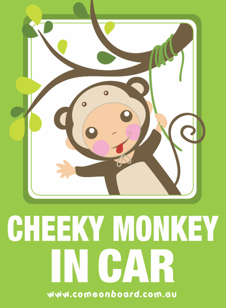 Cheeky Monkey in Car Baby Sticker